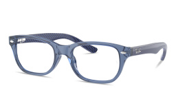 Ray-Ban Logo Kids Rectangle Eyeglasses in Transparent Blue – Product Photo 2