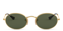 Ray-Ban Oval Unisex Sunglasses With Flat Lenses in Gold – Product Photo 1