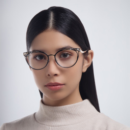 BVLGARI Cat Eye Eyeglasses in Black/Pale Gold – Product Photo 5