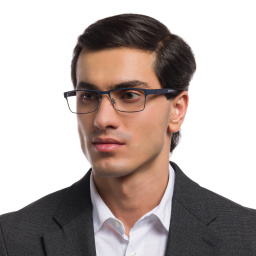 Emporio Armani Rectangle Eyeglasses in Rubber Blue & Gunmetal – Product Photo 6