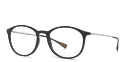 Prada Linea Rossa Square Eyeglasses in Black Rubber – Product Photo 2