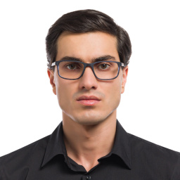 Emporio Armani Rectangle Eyeglasses in Matte Striped Blue – Product Photo 5