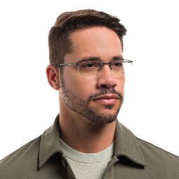 Oakley SOCKET 5.5 Half-Rim Rectangle Eyeglasses in Satin Pewter – Product Photo 5