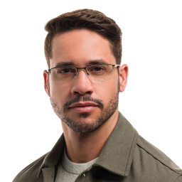 Oakley SOCKET 5.5 Half-Rim Rectangle Eyeglasses in Satin Pewter – Product Photo 6