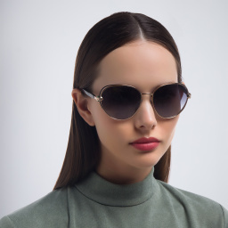 نظارة شمسية دائرية من بولغري بلون وردي ذهبي - صورة المنتج 5