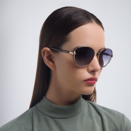 نظارة شمسية دائرية من بولغري بلون وردي ذهبي - صورة المنتج 6