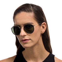 Ray-Ban Round Double Bridge Sunglasses in Gold – Product Photo 6