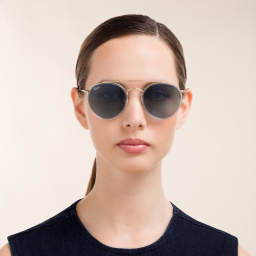 نظارات شمسية دائرية بجسر أنف مزدوج من راي بان بلون ذهبي - صورة المنتج 5