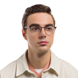 Emporio Armani Oval Eyeglasses in Matte Brown & Gunmetal – Product Photo 6