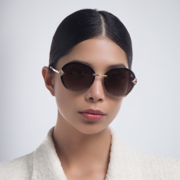 BVLGARI Rimless Round Sunglasses in Pink Gold – Product Photo 5