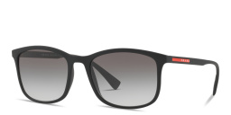 Shop Prada Linea Rossa Rectangle Sunglasses in Black online.