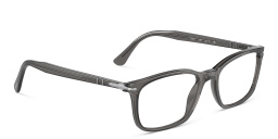 PERSOL Wide Rectangle Eyeglasses in Transparent Grey – Product Photo 4