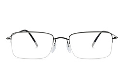 Silhouette Half Rim Rectangle Eyeglasses in Black – Product Photo 1