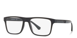 Shop Emporio Armani Rectangle Eyeglasses in Matte Black online.