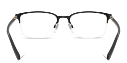Shop BURBERRY Check Half-Rim Rectangle Eyeglasses in Black Rubber online.