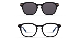 Shop TOM FORD Clip-On Round Eyeglasses in Black online.