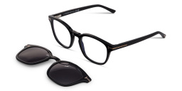 Shop TOM FORD Clip-On Round Eyeglasses in Black online.