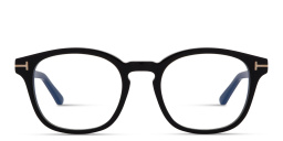 Shop TOM FORD Clip-On Round Eyeglasses in Black online.