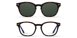 Shop TOM FORD Clip-On Round Eyeglasses in Havana online.