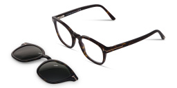Shop TOM FORD Clip-On Round Eyeglasses in Havana online.