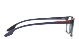 Prada Linea Rossa Pillow Eyeglasses in Matte Translucent Blue – Product Photo 3