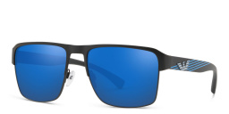 Emporio Armani Square Sunglasses in Matte Black – Product Photo 2