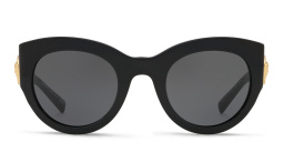 Shop VERSACE Medusa Cat-Eye Sunglasses in Black online.