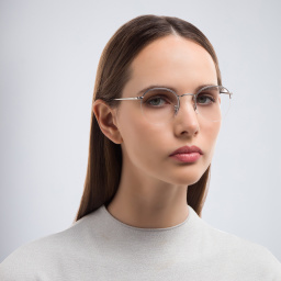 Ray-Ban Round Gaze Unisex Half Rim Eyeglasses in Silver – Product Photo 6