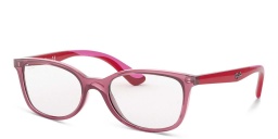 Shop Ray-Ban Junior Ferrari Kids Rectangle Eyeglasses in Transparent Red online.