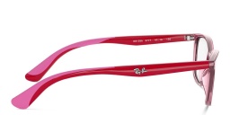 Shop Ray-Ban Junior Ferrari Kids Rectangle Eyeglasses in Transparent Red online.