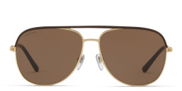 Shop BVLGARI Pilot Sunglasses in Brown/Matte Pale Gold online.