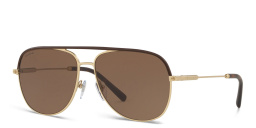 Shop BVLGARI Pilot Sunglasses in Brown/Matte Pale Gold online.