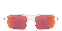 Shop Oakley Flak XS Half-Rim Rectangle Sunglasses in Polished White online.