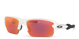 Shop Oakley Flak XS Half-Rim Rectangle Sunglasses in Polished White online.