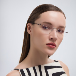 Silhouette Rimless Square Eyeglasses in Grey – Product Photo 5