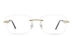 Shop Cartier Panthère de Cartier Rimless Wide Eyeglasses in Gold online.