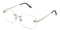 Shop Cartier Panthère de Cartier Rimless Wide Eyeglasses in Gold online.