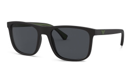 Emporio Armani Square Sunglasses in Matte Black – Product Photo 2