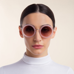 MIU MIU Oversized Round Sunglasses in Opal Pink – Product Photo 4