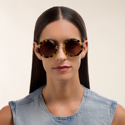 MIU MIU Oversized Round Sunglasses in Light Havana – Product Photo 5