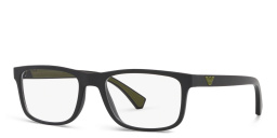 Emporio Armani Rectangle Eyeglasses in Matte Black – Product Photo 2