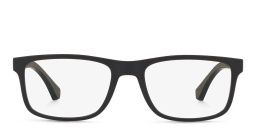 Emporio Armani Wide Rectangle Eyeglasses in Matte Black – Product Photo 1
