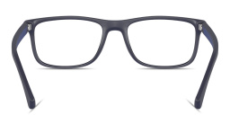 Shop Emporio Armani Eagle Logo Rectangle Eyeglasses in Blue online.