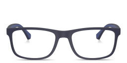 Shop Emporio Armani Wide Rectangle Eyeglasses in Matte Blue online.