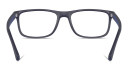 Shop Emporio Armani Eagle Logo Wide Rectangle Eyeglasses in Matte Blue online.