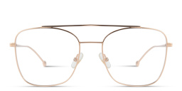 Shop FENDI Logo Signature Wide Square Eyeglasses in Gold Copper online.