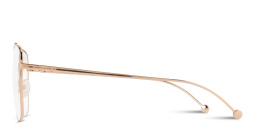 Shop FENDI Logo Signature Wide Square Eyeglasses in Gold Copper online.