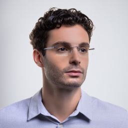 Shop Silhouette Rimless Rectangle Eyeglasses in Silver online.