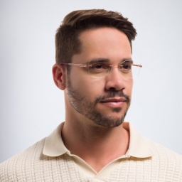 Silhouette Rimless Cat-Eye Eyeglasses in Gold – Product Photo 5