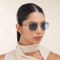 نظارة شمسية ذا مارشال II بإطار سداسي غير منتظم للجنسين من راي بان بلون ذهبي - صورة المنتج 6